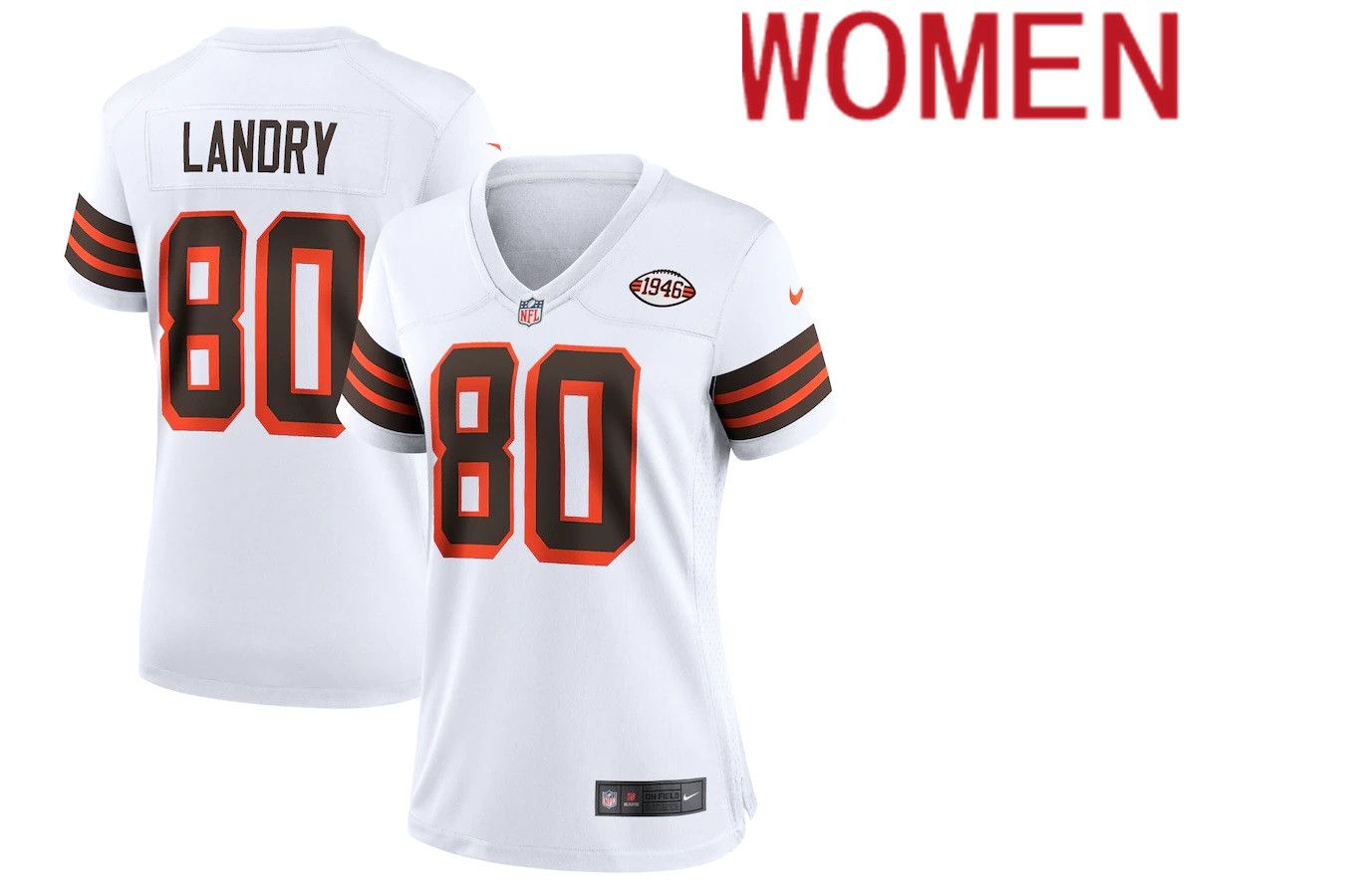 Women Cleveland Browns 80 Jarvis Landry Nike White 1946 Collection Alternate Game NFL Jersey